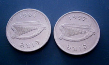 Two Irish ten pence coins  1994 and 1997 FREE P&P