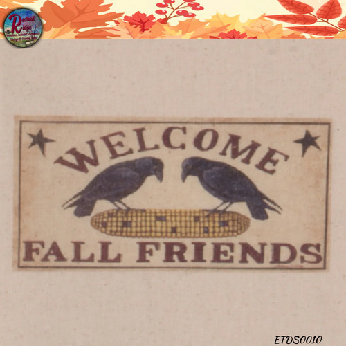 Welcome Fall Friends Embroidered Crow Osenburg Towel - Picture 2 of 2