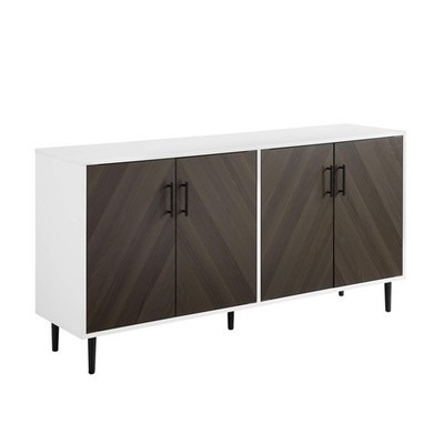 WALKER EDISON FEHR MODERN 4 DOOR BOOKMATCH BUFFET 58 INCH ASH BROWN - WHITE