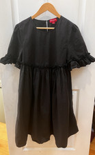 Urban Threads/ ASOS Black Cotton Ruffle Babydoll Dress EUC 8 Tall Halloween