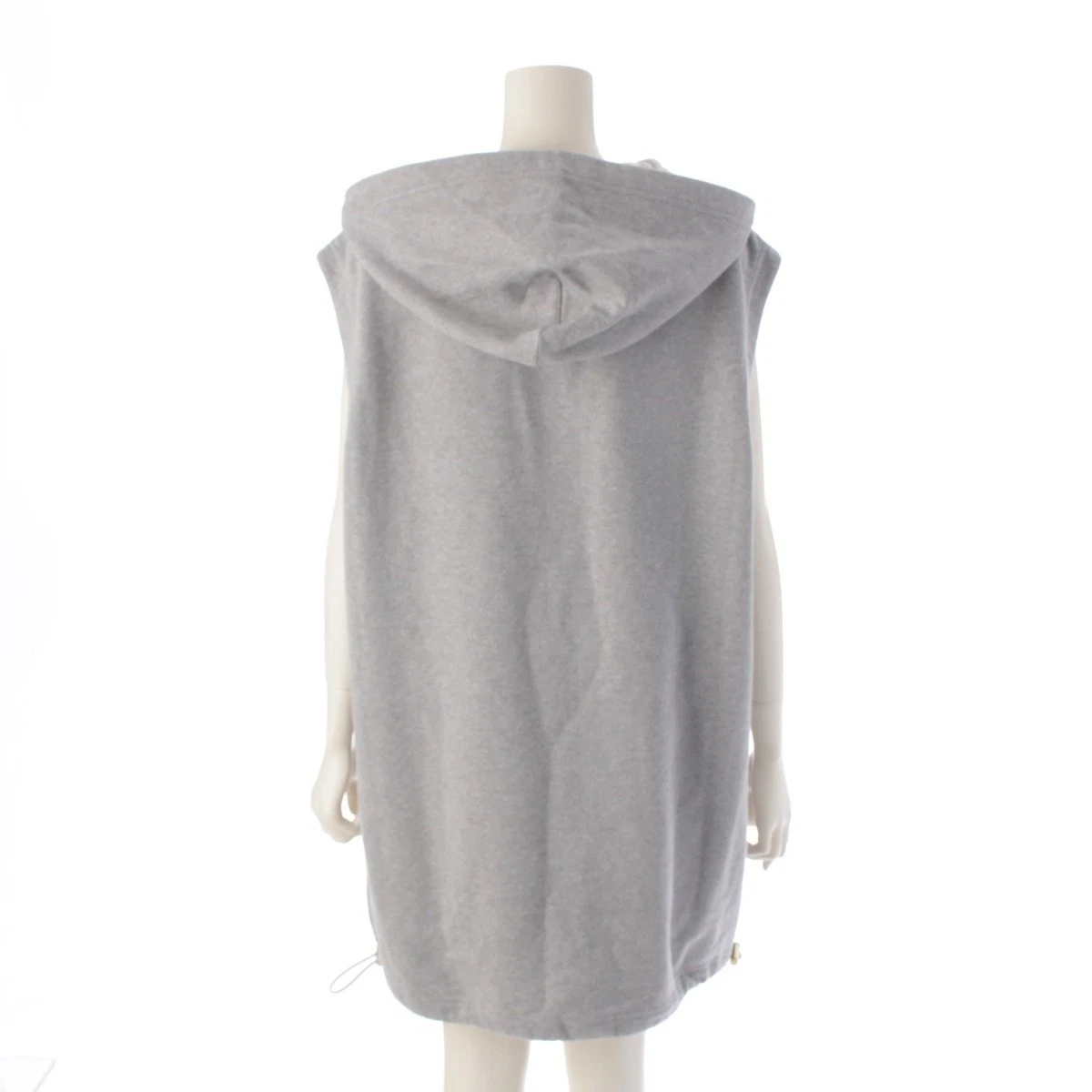 MIU MIU MIUMIU 24 anni cotone pile cappuccio senza maniche pezzo unico felpa MF5654 grigio 40