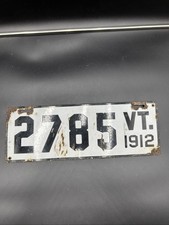 Antique Vermont Porcelain License Plate 2785 Original VT Car Tag 1912