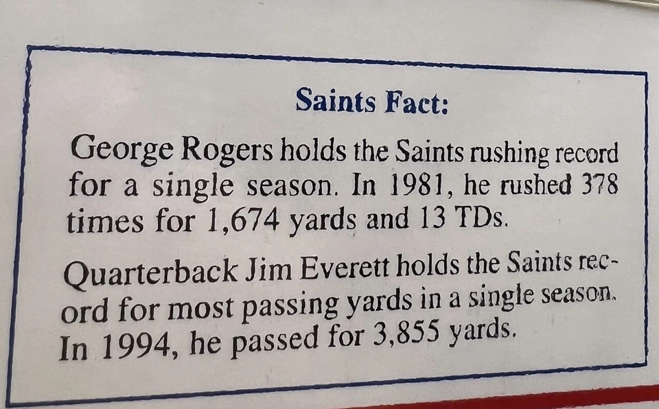 Vintage 1995 New Orleans Saints NFL Football Patch Willabee & Ward On 12” Card - Image 3 of 4