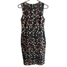 CALVIN KLEIN Embroidered Floral Lace Lined Sheath Dress 2 Whimsigoth Darkfairy