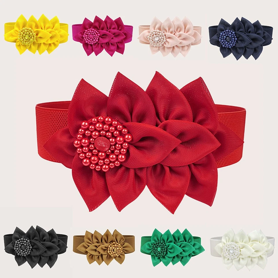 Леди платье ремень пояс цветок корсет украшение широкий эластичный эластичной△✔ - Изображение 4 из 4