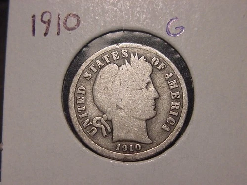 1910 BARBER DIME G ORIGINAL COIN POPULAR DATE PQ SHIPS FREE