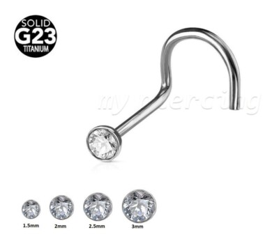 Implant Grade 23 Titanium Nose Screw Press Fit Gem Top Nose