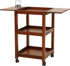 Solid Beechwood Art Cart Storage Organizer, Rolling Utility Studio Taboret with