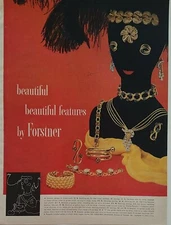 1956 Forstner bracelet and necklace ear rings vintage jewelry mannequin ad