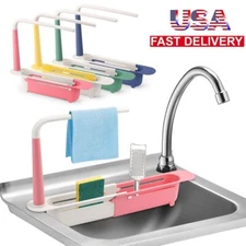Kitchen Telescopic Sink Rack Shelf Sponge Drain Expandable Storage Shelf Baske