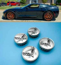 NEW Set of 4 Chrome Wheel Center Cap For C7 Black Flags Corvette 68mm 2.7"