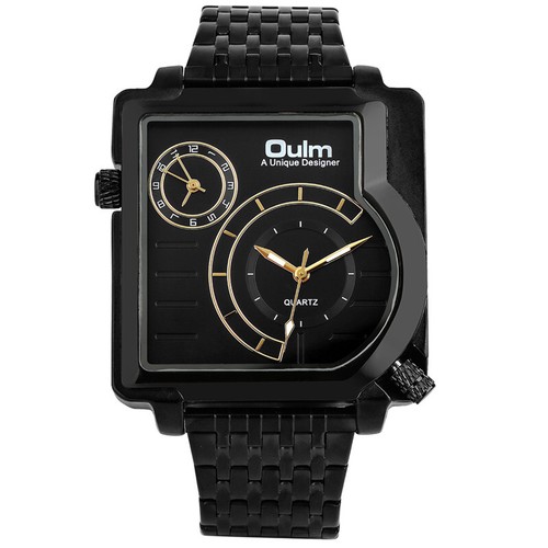 Reloj Hombre Oulm Dos Zonas Horarias Pantalla Acero Pulsera Movimiento Cuarzo Relojes - Imagen 5 de 16