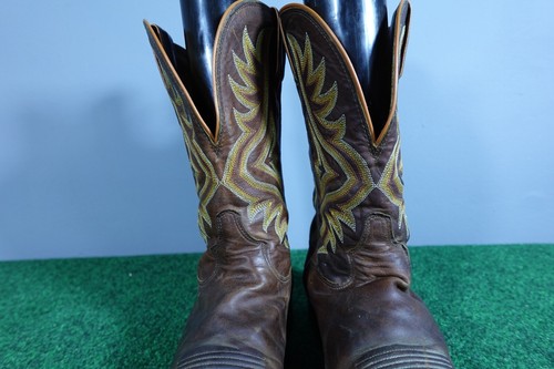 Tony Lama Puntera Cuadrada Botas de Vaquero Cuero Marrón Para Hombre - talla 9.5 EE - Imagen 5 de 10