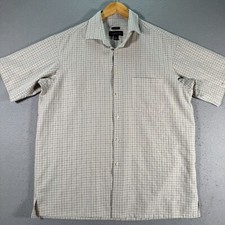 Joseph  Feiss Button Up Shirt Mens Large Classic Fit Beige Windowpane Comfort