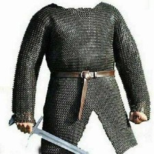 9MM CHAIN MAIL SHIRT MEDIEVAL Armor FLAT-RIVETED WITH WASHER HALLOWEEN,CHRISTMAS