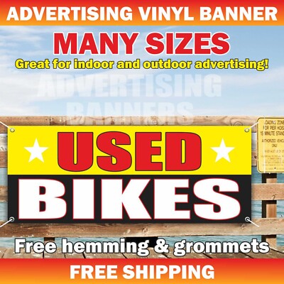 USED BIKES Advertising Banner Vinyl Mesh Sign Car Sale Service Moped Motorcycle
