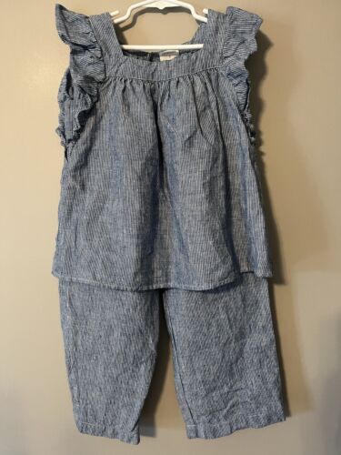 Crewcuts 100% Linen Set Flutter Sleeve Top W/ Wide Leg Pants Girl's Size 8 CUTE! - Picture 1 of 15