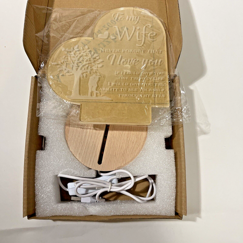 LED Light Clear Heart Made For Wife 7" high x 5.5" wide - Picture 4 of 5
