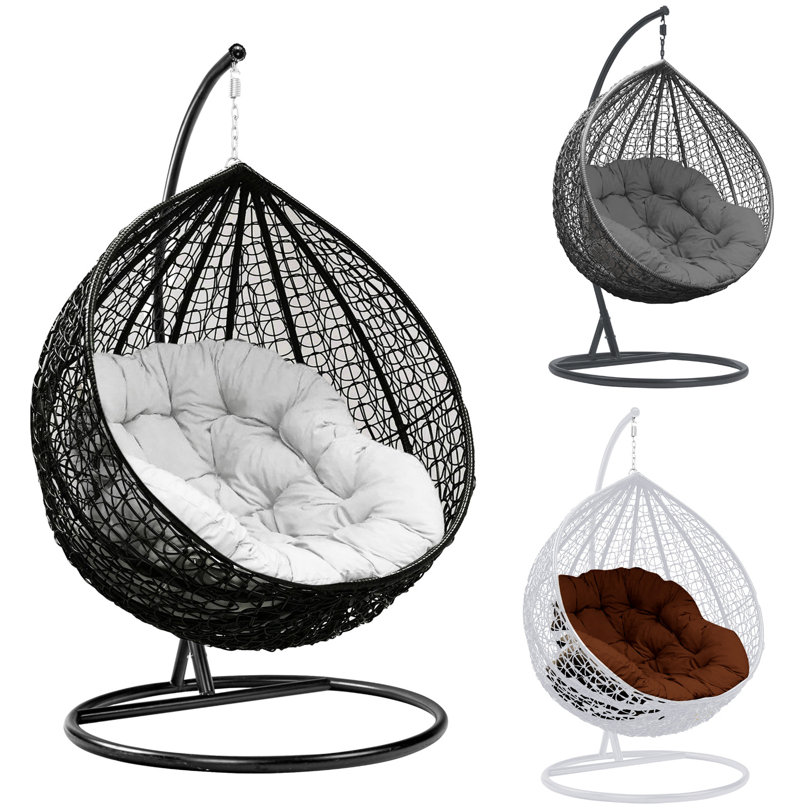 Hanging Egg Chair Rattan Outdoor Indoor Grelly UK
