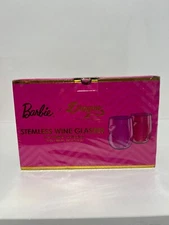 Barbie X Dragon Glassware Stemless Acrylic Wine Glasses Pink Set Of 2 16oz