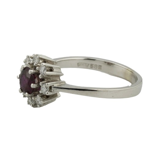 Brillant Rubin Gold Ring 585 14 Kt Weißgold 0,24 Ct Diamant Damen Wert 1490,- - Bild 6 von 8