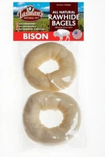 Tasman's Natural Pet 3-4" Small Bison Bagel Dog Chews. 3 - Two Bagel Packs.