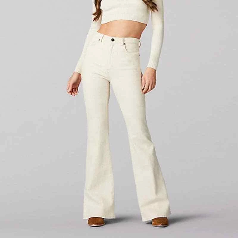 Lee Vintage Modern High Rise Flare Jeans Denim Bone White Womens