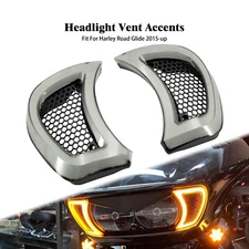 Clear Headlight Fairing Vent Turn Signal Light Fit For Harley Road Glide 2015-23