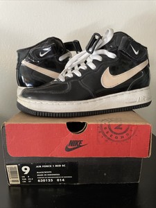 Vintage 1996 Nike Air Force 1 Black Patent mid 9 97 98 og | eBay