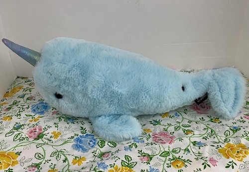 FAO Schwarz Plush Narwal, Pale Blue/Aqua Stuffed Animal Soft Lovey