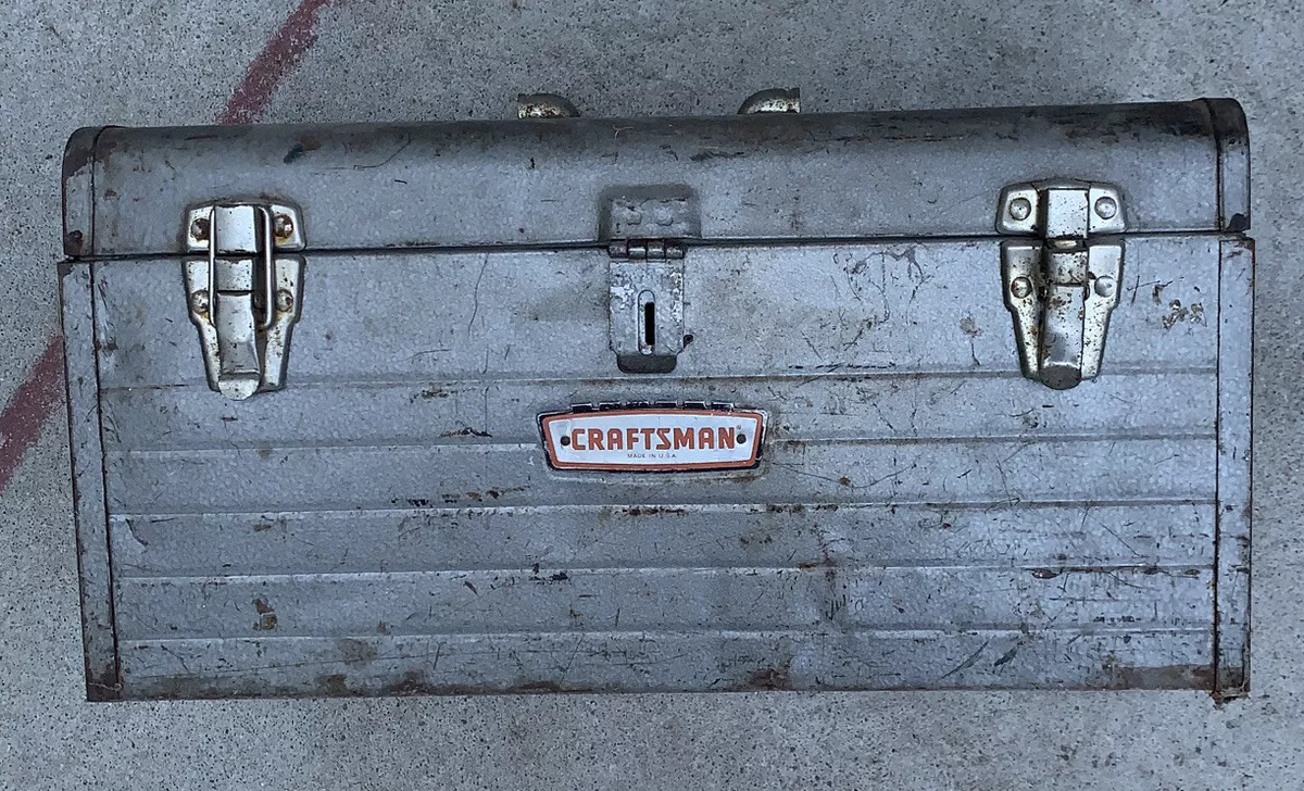 VINTAGE CRAFTSMAN 18 TOOL BOX USED BROWN HANDLE RARE