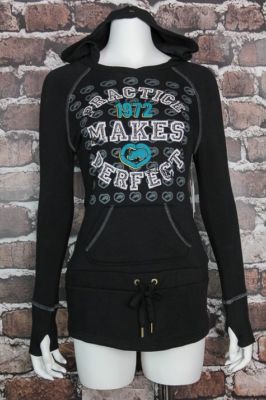 NWT Chic *ECKO RED* Black PRACTICE MAKES PERFECT Graphic Tunic HOODIE Top S