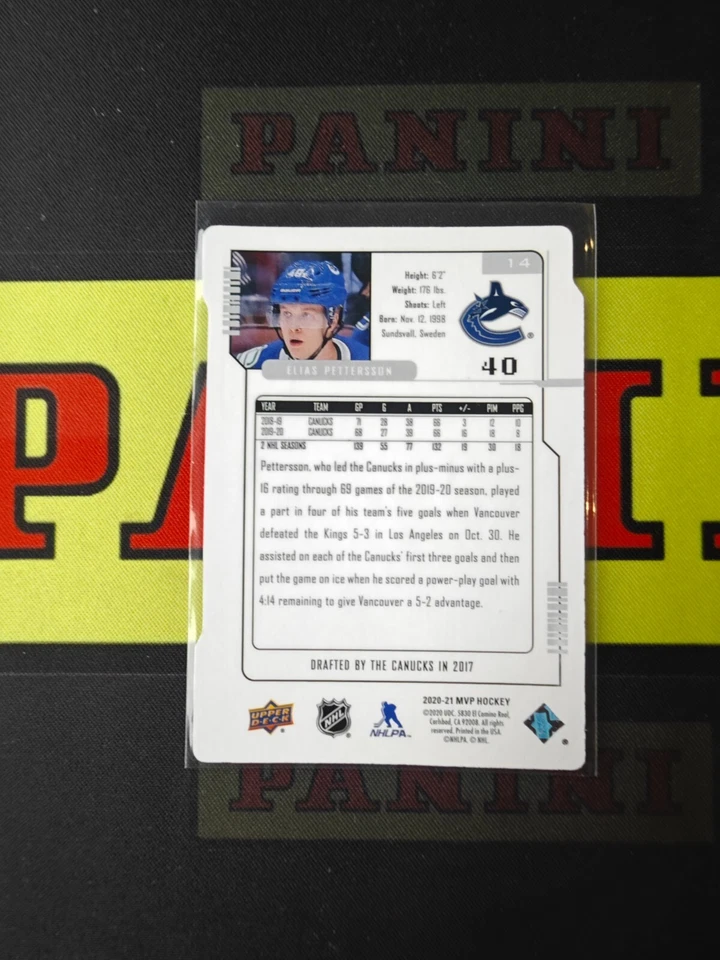 2020-21 Upper Deck MVP Hockey Die-Cut Elias Pettersson /250 - Image 2 of 2