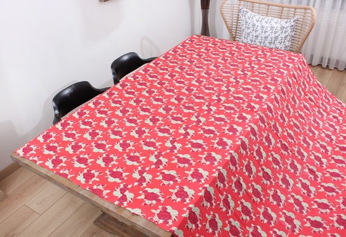 Roller Print On Cotton Fabric Uzbek 6.82' x 6.40' VINTAGE FAST Shipment 14901 - Picture 5 of 10