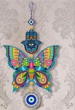 Designer Printed Wooden Evil Eye Indoor Wall Hanaging For Home Decor Religious