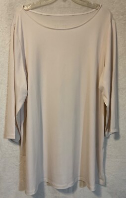 Susan Graver Modern Essentials Liquid Knit Tunic Off White Size 2X 3/4 Sleeve