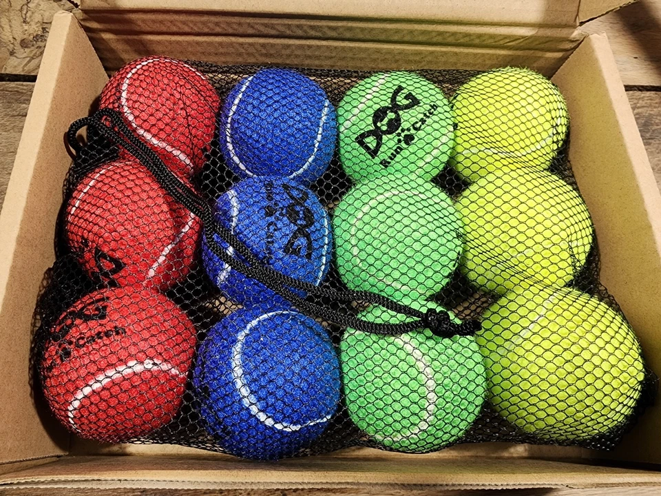 Dog Run & Catch Pet Tennis Balls Pack of 12, 2.5 inch multiple colored balls. - Image 3 of 4