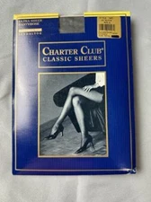 Charter Club Ultra Sheer Control Top Jet Black Panty Hose Size A NEW ssc