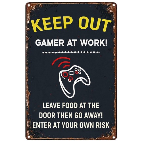 Do not Disturb Gamer at Play Retro Gamer at Work Tin Sign Wall Decor Game Room - Picture 11 of 44