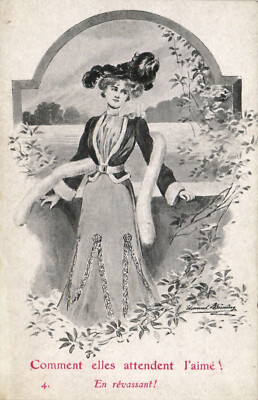 PC KÜNSTLER SIGNIERT, EDMUND BRUNING, EN RÉVASSANT, Vintage Postkarte (b52618)
