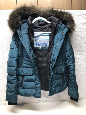 Superdry Mountain Team Women Green Hood Zip Jacket, Size 6 -Small
