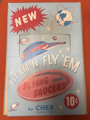 Rare Vintage 50s-60s Flying Saucer Candy by Chex - Original Display Box ONLY