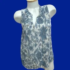 Anthropologie Vanessa Top $88 Metallic Shimmer Floral Party Club Size S Blue
