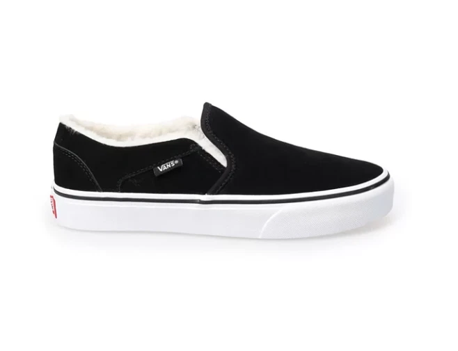 Vans suede sherpa slip on cheap