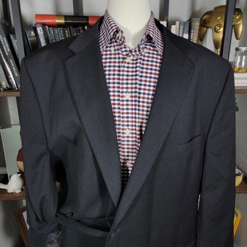Joseph Feiss Men's Sport Coat Blazer Two Button Charcoal Black Twill Wool 58L - Picture 2 of 18