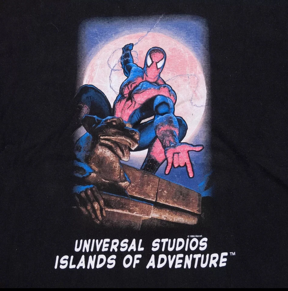 Camiseta Rara De Colección Universal Studios Islands of Adventure Spider Man 1998 Años 90 XL Foto 2 de 4