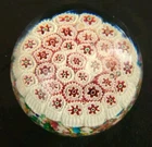 Vtg Fratelli Toso Murano Glass Millefiori Frit Base Paperweight 3 in, Foil Label