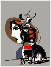 Decor Poster.Fine Graphic Art Design.Woman Factory Drawing.Home School Art.622