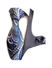 Blue Silk Tie and Pocket Square Set Mens Floral Necktie Suit Wedding 0751-06