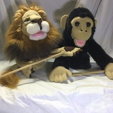 Melissa Doug Both Hand Puppets Plush Stuffed Kid Play Or Club Covers W / Flaws